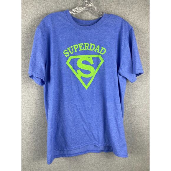 Super Dad T Shirt Men's Size L Blue Superman Logo Father's Day - Picture 1 of 6